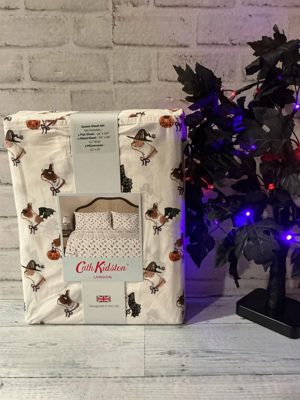 CATH KIDSTON 4Pc Queen Size cotton spooky dogs sheet set